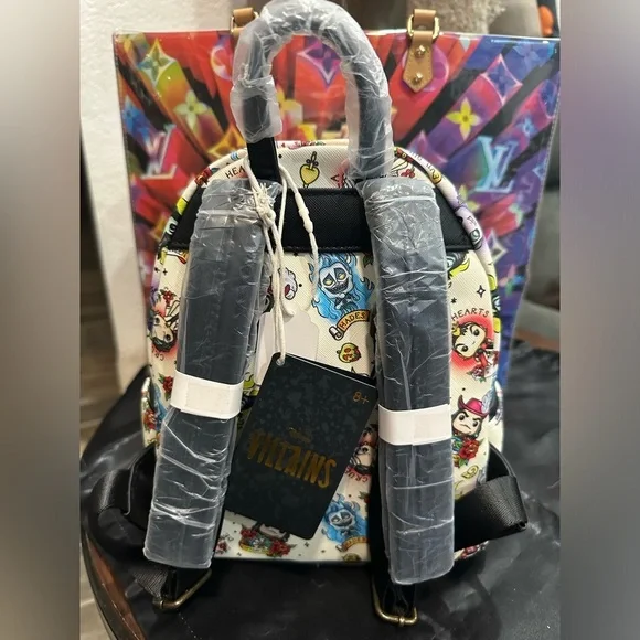 Loungefly POP Disney Villains Tattoo All Over Print Backpack NWT​​ - Picture 2 of 5